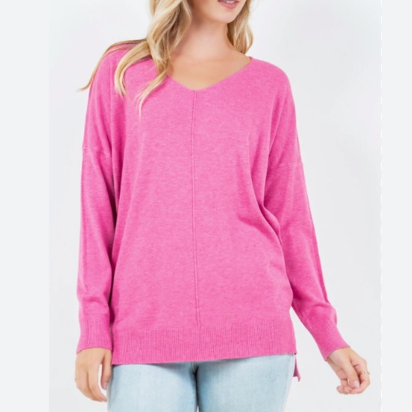 DREAMERS WOMENS LONG SLEEVE KNIT TUNIC SWEATER PINK SIZE MEDIUM OVERSIZED DOLMAN - Picture 1 of 6